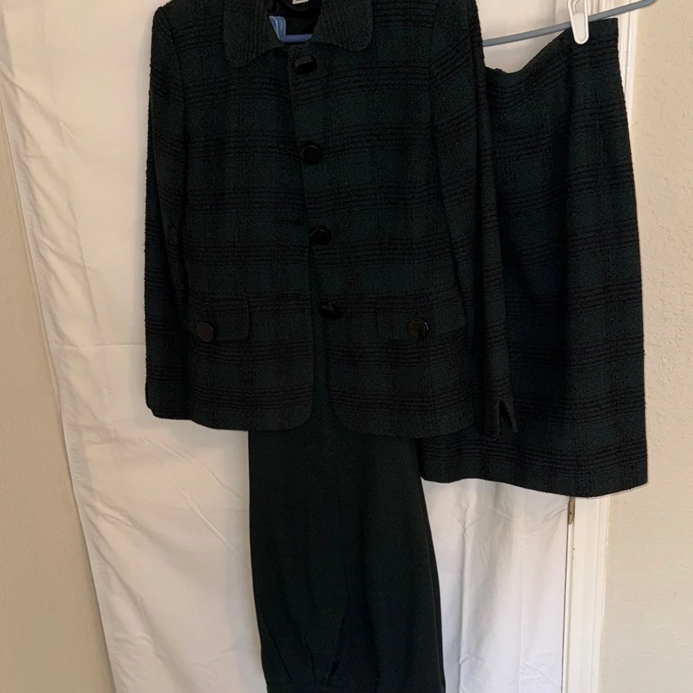Christian Dior Three Piece Plaid Skirt Suit